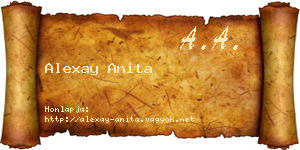 Alexay Anita névjegykártya